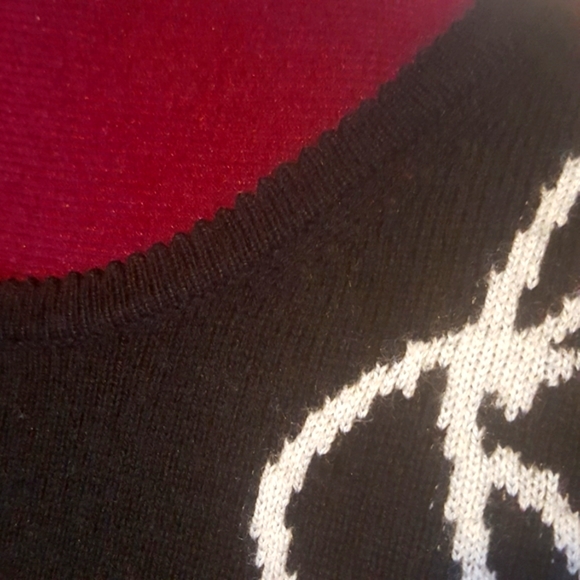 Ann Taylor Factory Wool Blend Pullover Black With Bow Designs Sweater Women;s XS - Picture 6 of 12